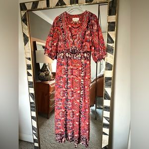 Anthropologie Brand New Size 6 Red Motif Floral Maxi Dress